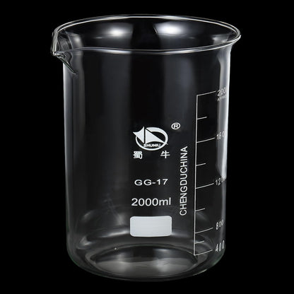 5ml Low Form Glass Beaker, 3.3 Borosilicate Glass Graduated Printed Scale Measuring Cups with Spout for Kitchen Lab Liquids Transit Boiling