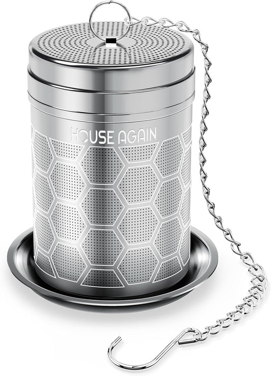 Tea Infusers, Extra Fine Mesh Tea Strainers for Loose Tea, Updated Slim Threaded Lid & 304 Stainless Steel, Filter Bags Diffusers, Loose Leaf Tea Steeper for Brew Tea Spices & Seasonings