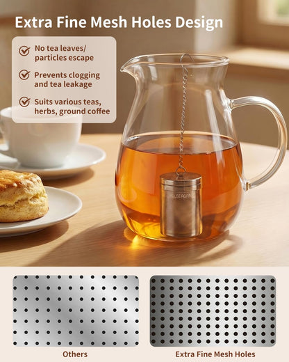 Tea Infusers, Extra Fine Mesh Tea Strainers for Loose Tea, Updated Slim Threaded Lid & 304 Stainless Steel, Filter Bags Diffusers, Loose Leaf Tea Steeper for Brew Tea Spices & Seasonings
