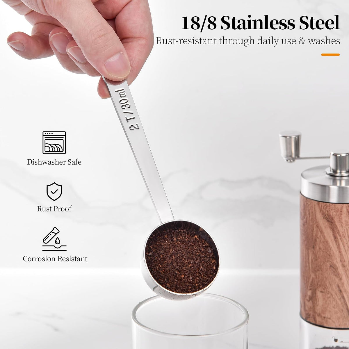 5.98in Long Handle Coffee Scoop for Ground Coffee, 2Tbsp/30ml