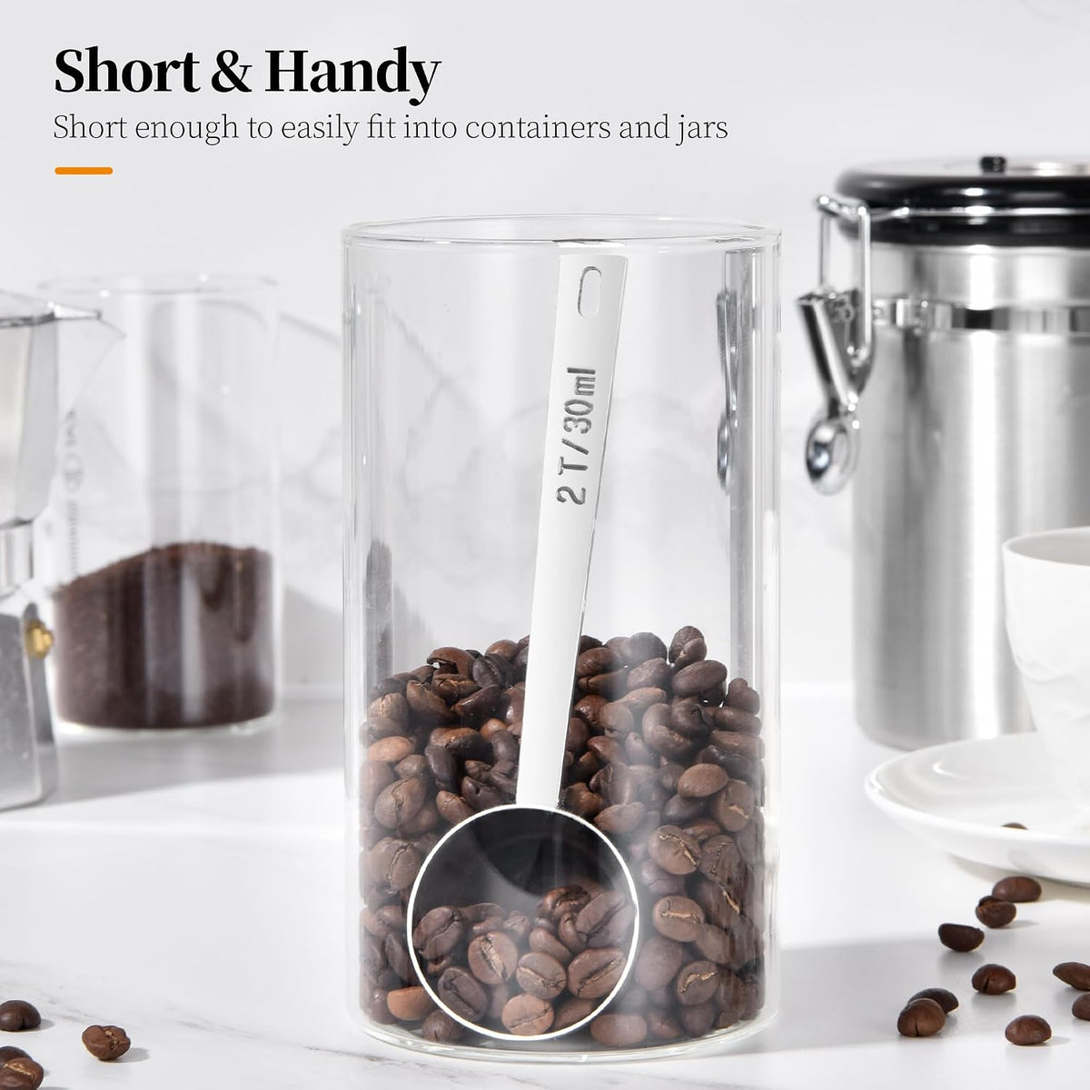 5.98in Long Handle Coffee Scoop for Ground Coffee, 2Tbsp/30ml