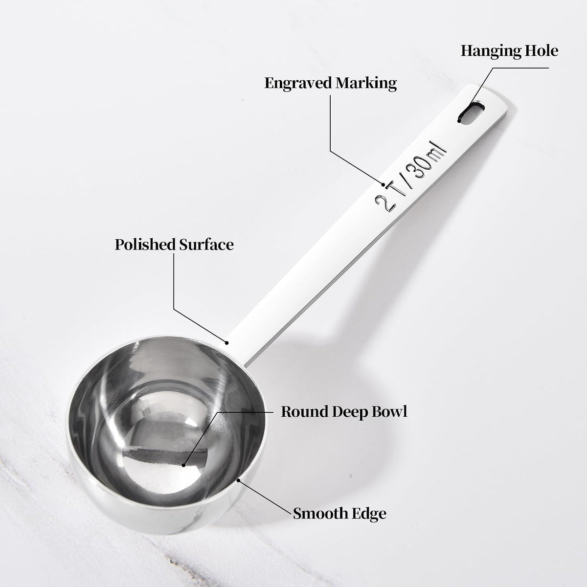 5.98in Long Handle Coffee Scoop for Ground Coffee, 2Tbsp/30ml