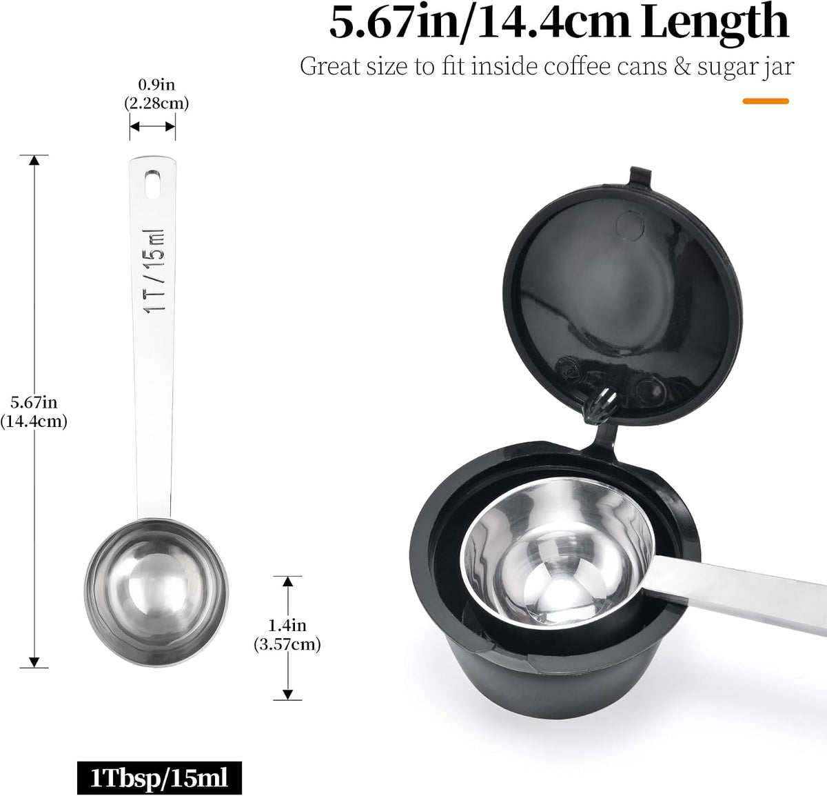 5.98in Long Handle Coffee Scoop for Ground Coffee, 2Tbsp/30ml
