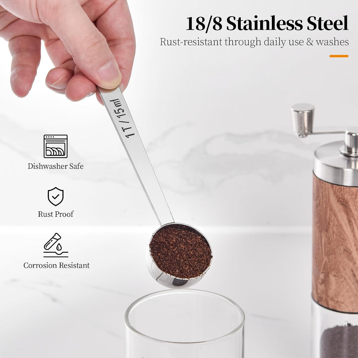 5.98in Long Handle Coffee Scoop for Ground Coffee, 2Tbsp/30ml