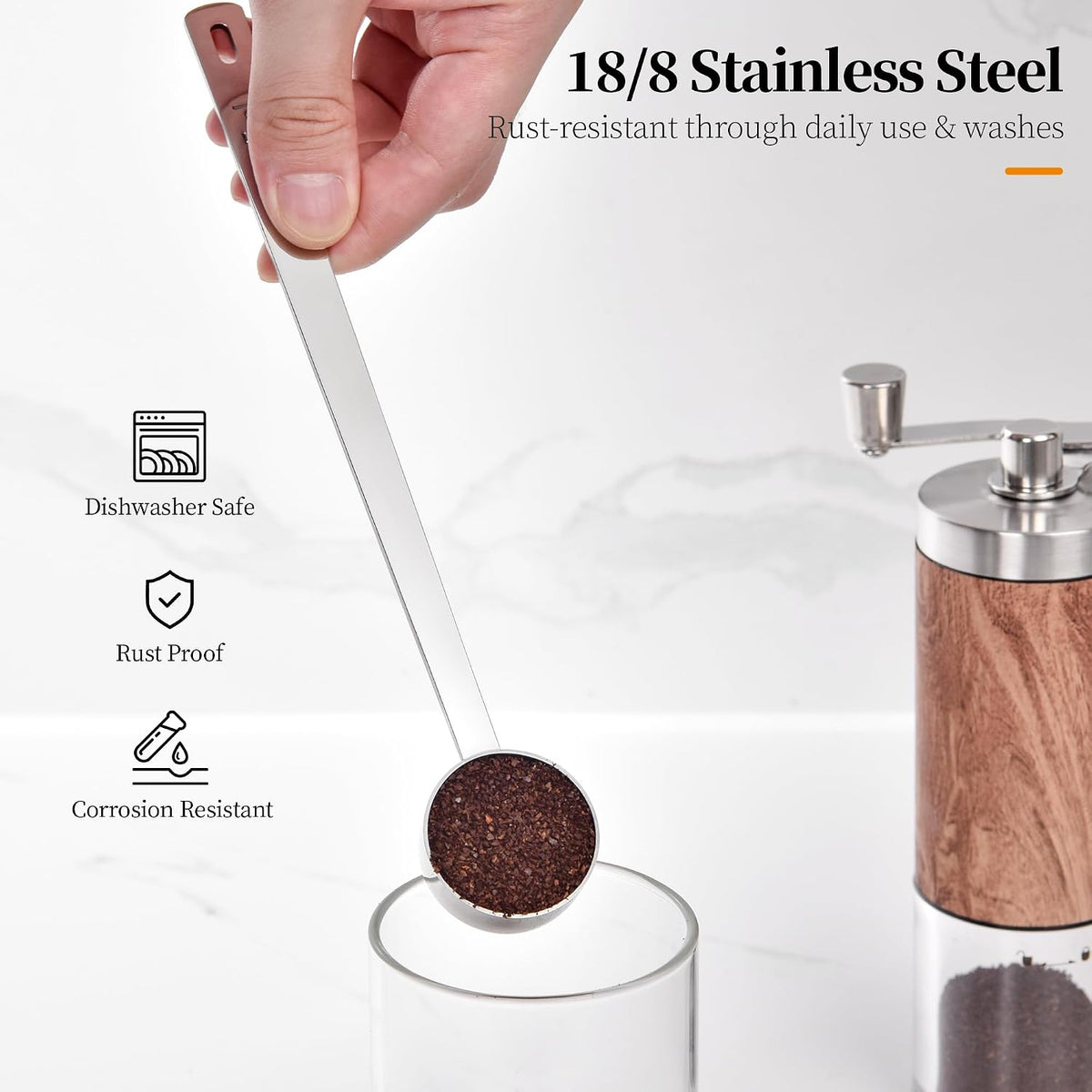 5.98in Long Handle Coffee Scoop for Ground Coffee, 2Tbsp/30ml