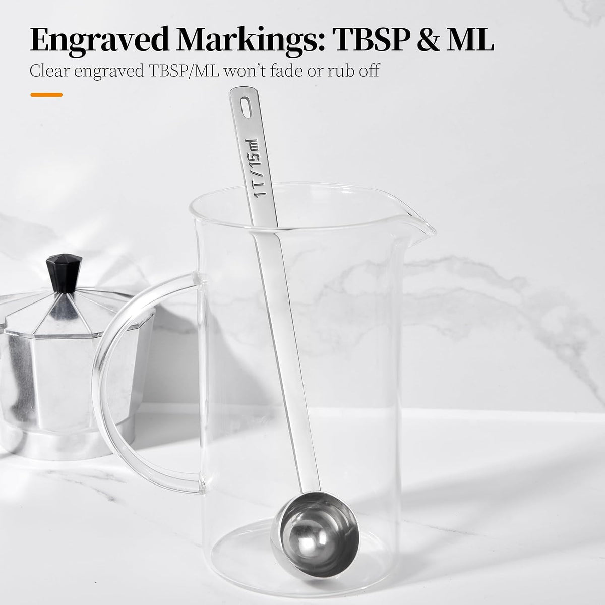 5.98in Long Handle Coffee Scoop for Ground Coffee, 2Tbsp/30ml