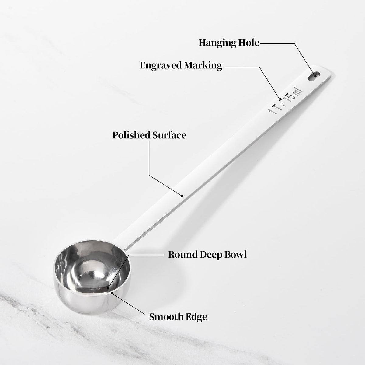 5.98in Long Handle Coffee Scoop for Ground Coffee, 2Tbsp/30ml