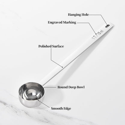 5.98in Long Handle Coffee Scoop for Ground Coffee, 2Tbsp/30ml