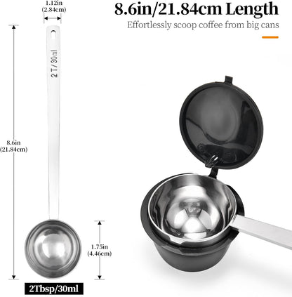5.98in Long Handle Coffee Scoop for Ground Coffee, 2Tbsp/30ml