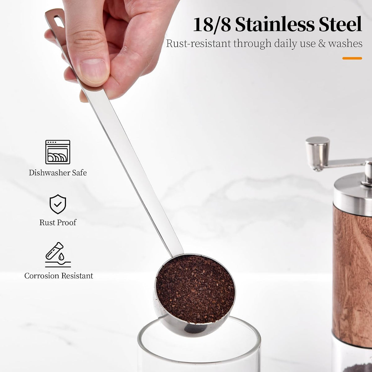 5.98in Long Handle Coffee Scoop for Ground Coffee, 2Tbsp/30ml