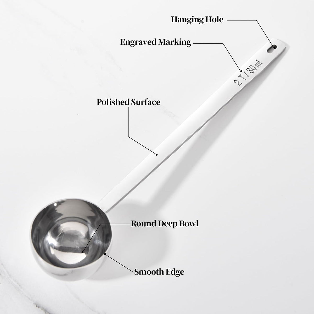 5.98in Long Handle Coffee Scoop for Ground Coffee, 2Tbsp/30ml