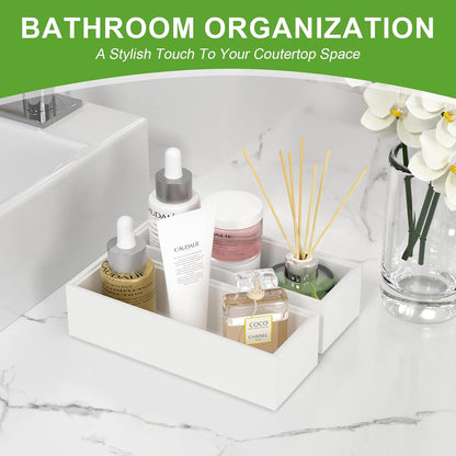 Bamboo Drawer Organizer, Narrow Stackable Cutlery Tray for Kitchen, 2 Pcs Silverware & Utensil Box, 12" x 3" x 2" (Outer), 11.3" x 2.3" x 1.77" (Inner)