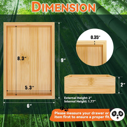 Bamboo Drawer Organizer, Narrow Stackable Cutlery Tray for Kitchen, 2 Pcs Silverware & Utensil Box, 12" x 3" x 2" (Outer), 11.3" x 2.3" x 1.77" (Inner)