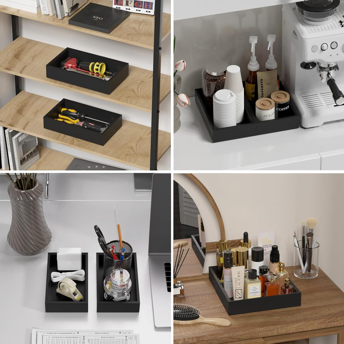 Bamboo Drawer Organizer, Narrow Stackable Cutlery Tray for Kitchen, 2 Pcs Silverware & Utensil Box, 12" x 3" x 2" (Outer), 11.3" x 2.3" x 1.77" (Inner)