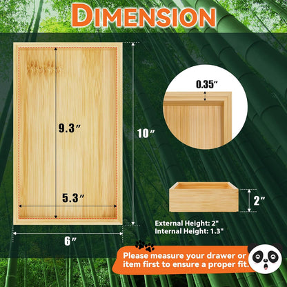 Bamboo Drawer Organizer, Narrow Stackable Cutlery Tray for Kitchen, 2 Pcs Silverware & Utensil Box, 12" x 3" x 2" (Outer), 11.3" x 2.3" x 1.77" (Inner)