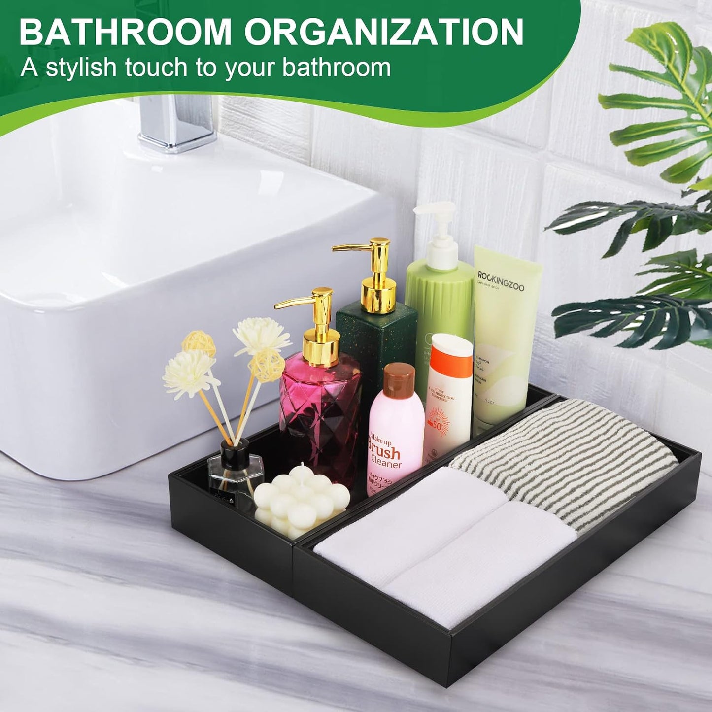 Bamboo Drawer Organizer, Narrow Stackable Cutlery Tray for Kitchen, 2 Pcs Silverware & Utensil Box, 12" x 3" x 2" (Outer), 11.3" x 2.3" x 1.77" (Inner)