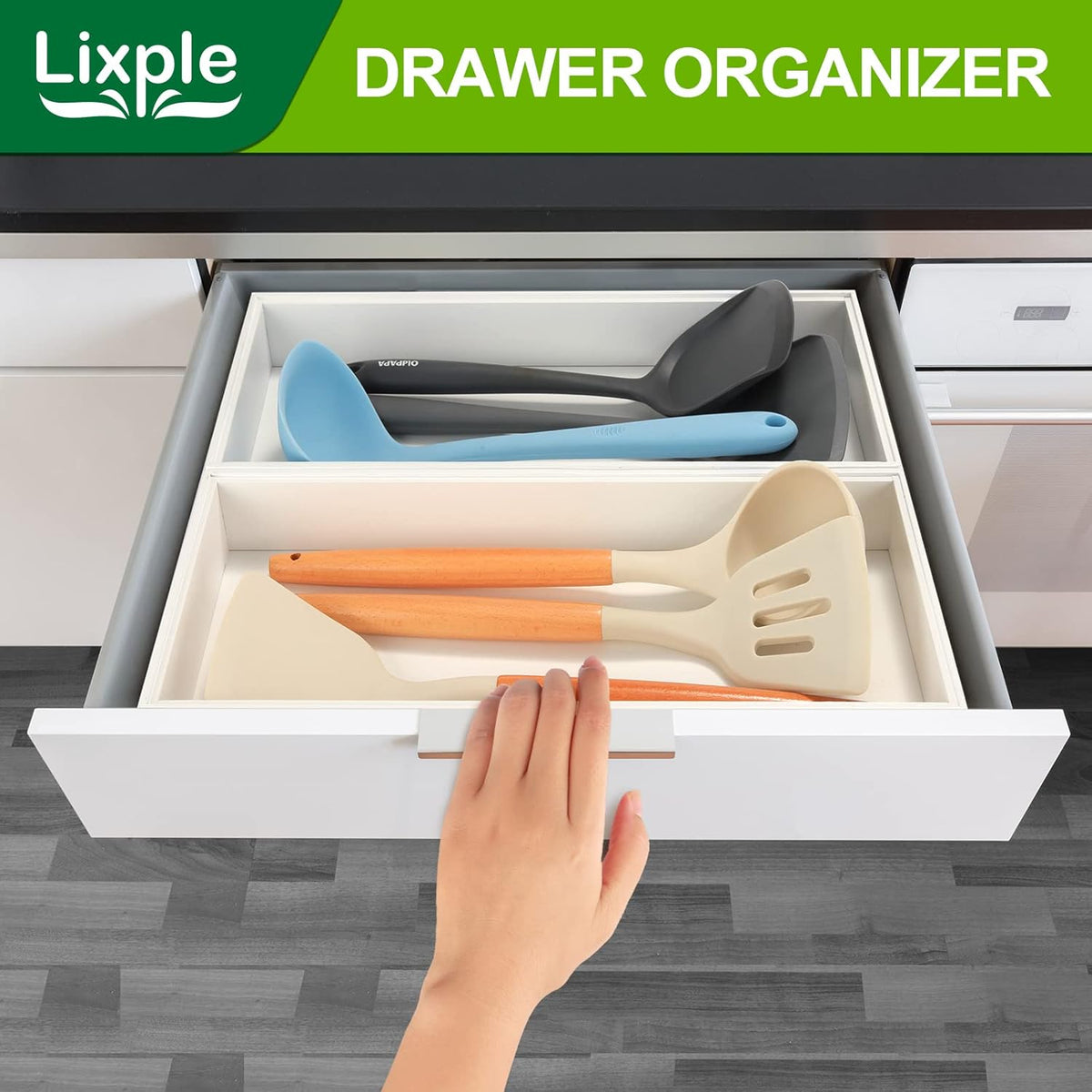 Bamboo Drawer Organizer, Narrow Stackable Cutlery Tray for Kitchen, 2 Pcs Silverware & Utensil Box, 12" x 3" x 2" (Outer), 11.3" x 2.3" x 1.77" (Inner)