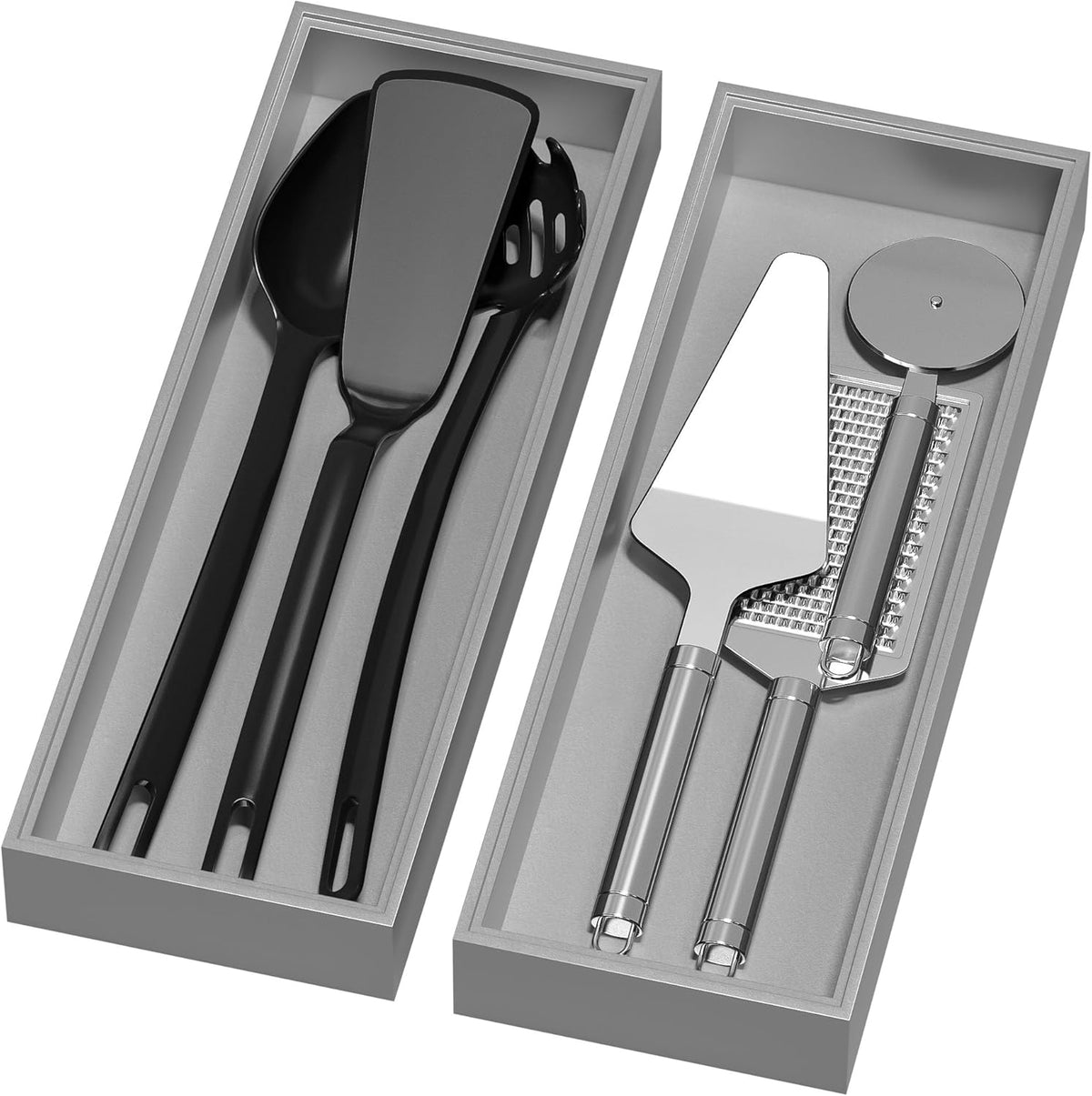 Bamboo Drawer Organizer, Narrow Stackable Cutlery Tray for Kitchen, 2 Pcs Silverware & Utensil Box, 12" x 3" x 2" (Outer), 11.3" x 2.3" x 1.77" (Inner)