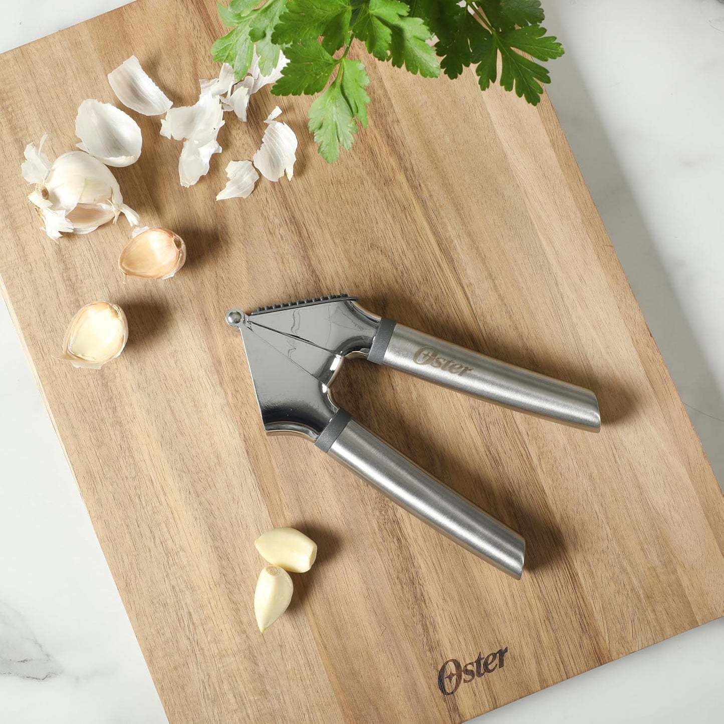 Chadswyck 7.7” Garlic Press, Stainless Steel Garlic Mincer & Crusher, Easy Squeeze, Dishwasher Safe