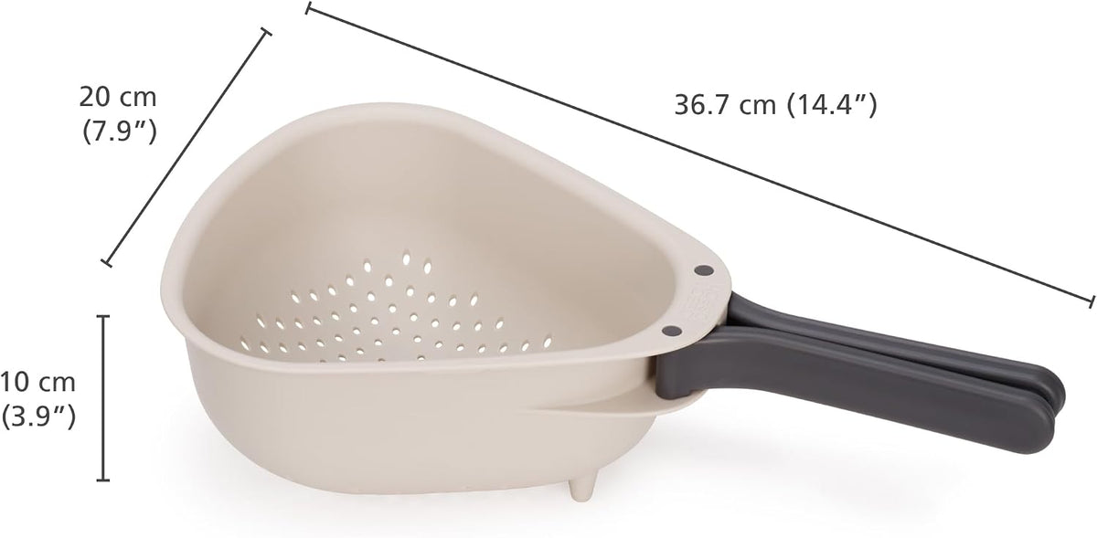 Droplet Compact Colander with Folding Handles, Space-Saving Design, Easy-Pour Corners, for Draining Vegetables, Pasta, Fruits