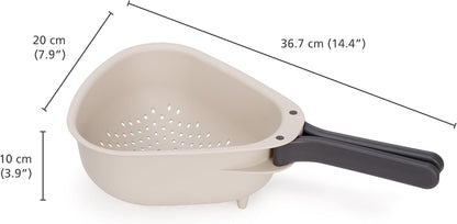 Droplet Compact Colander with Folding Handles, Space-Saving Design, Easy-Pour Corners, for Draining Vegetables, Pasta, Fruits