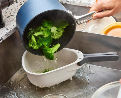 Droplet Compact Colander with Folding Handles, Space-Saving Design, Easy-Pour Corners, for Draining Vegetables, Pasta, Fruits