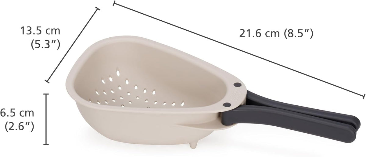 Droplet Compact Colander with Folding Handles, Space-Saving Design, Easy-Pour Corners, for Draining Vegetables, Pasta, Fruits