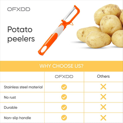 Ergonomic Swivel Vegetable Peeler - Set of 2 - Stainless Steel Potato Peelers - Kitchen Handheld Peeler for Fruit and Vegetebles
