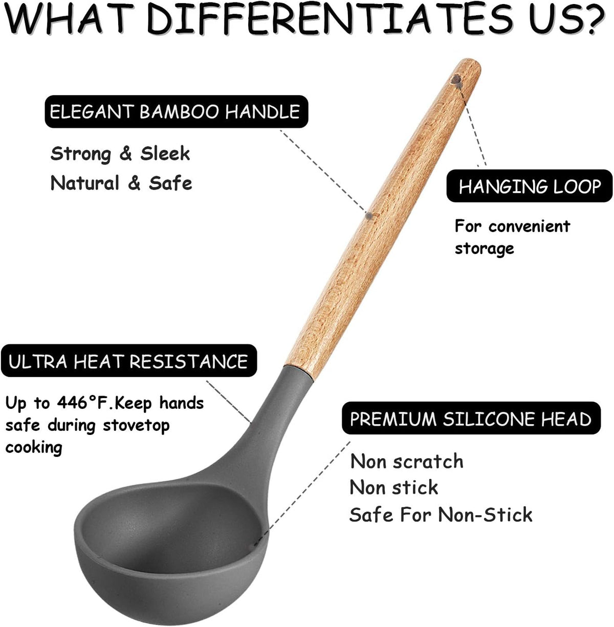 Silicone Cooking Kitchen Utensils Set, Wooden Handle, Coffee
