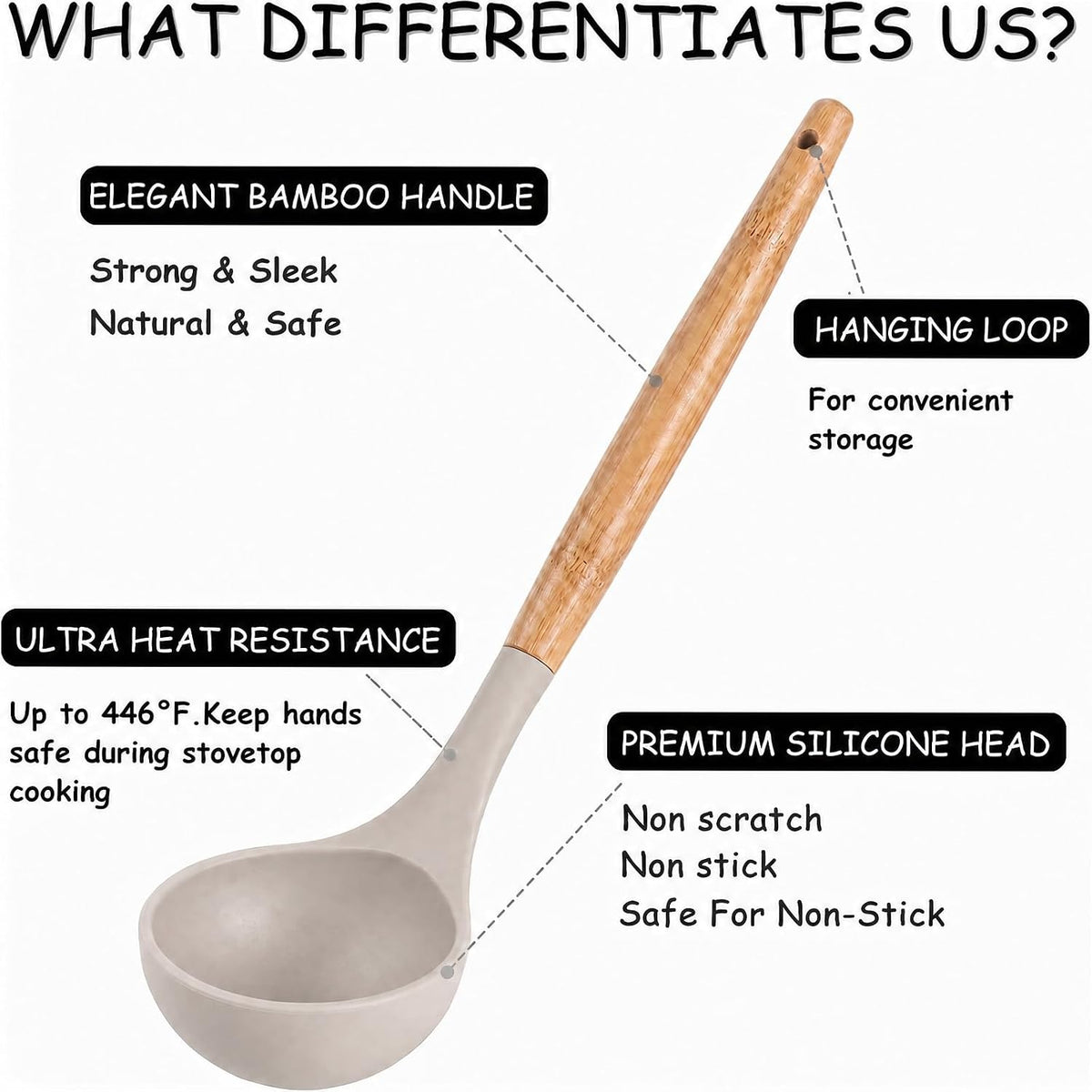 Silicone Cooking Kitchen Utensils Set, Wooden Handle, Coffee