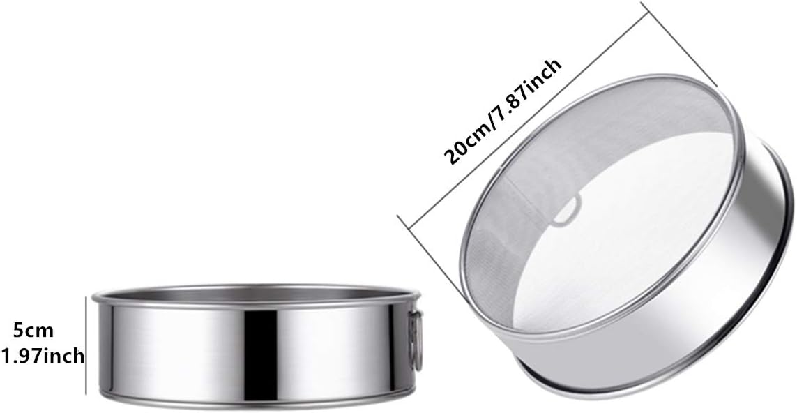 Flour Sifter Round Flour Sieve Strainer with 40 Mesh Premium Rustproof Stainless Steel Fine Mesh for Baking 7.87 inch x 1.97 inch