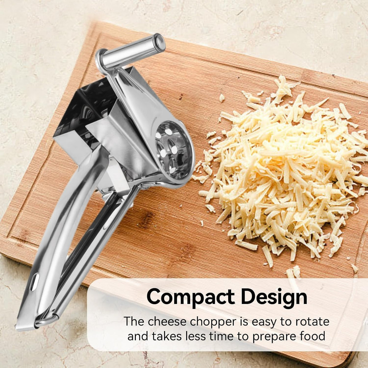 Rotary Cheese Grater, Hand Crank Cheese Grater Stainless Steel Cheese Cutter Slicer Cheese Shredder with 3 Drum Blades Cheese Shredder Handheld for Kitchen