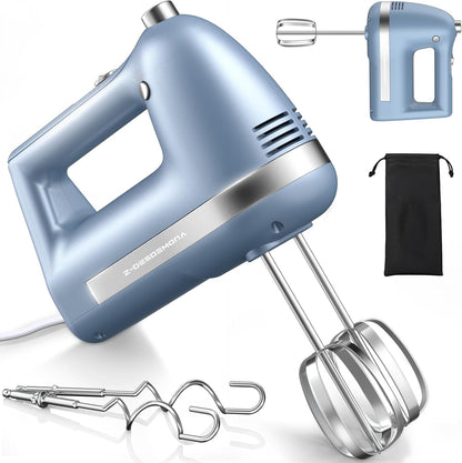 Electric Hand Mixer, Powerful Hand Mixer Electric Handheld with 304*(2*Beaters, 2*Dough Hooks),(1*Storage Bag) Hand Held Mixer with Turbo for Baking Cakes,Cream(Black)
