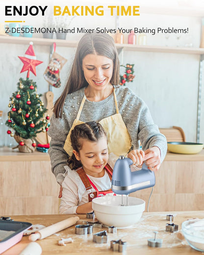 Electric Hand Mixer, Powerful Hand Mixer Electric Handheld with 304*(2*Beaters, 2*Dough Hooks),(1*Storage Bag) Hand Held Mixer with Turbo for Baking Cakes,Cream(Black)