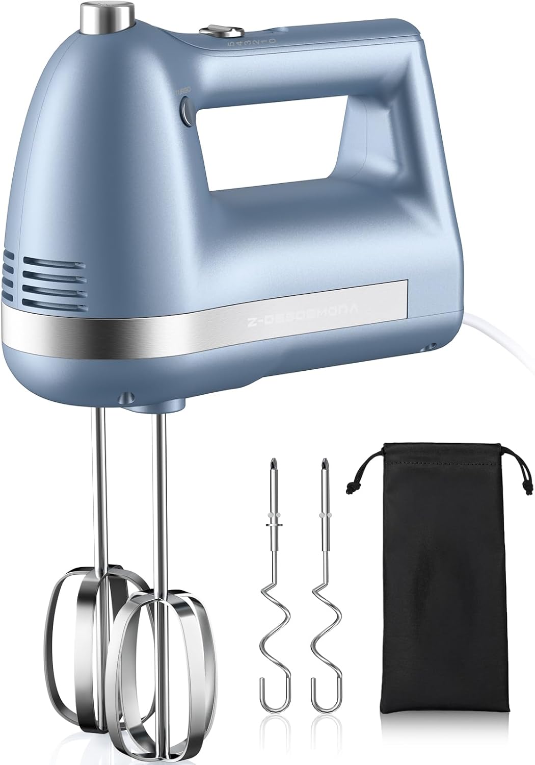 Electric Hand Mixer, Powerful Hand Mixer Electric Handheld with 304*(2*Beaters, 2*Dough Hooks),(1*Storage Bag) Hand Held Mixer with Turbo for Baking Cakes,Cream(Black)