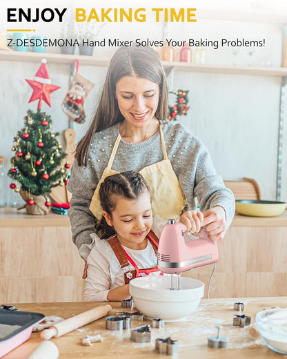 Electric Hand Mixer, Powerful Hand Mixer Electric Handheld with 304*(2*Beaters, 2*Dough Hooks),(1*Storage Bag) Hand Held Mixer with Turbo for Baking Cakes,Cream(Black)