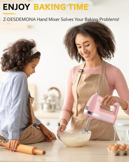 Electric Hand Mixer, Powerful Hand Mixer Electric Handheld with 304*(2*Beaters, 2*Dough Hooks),(1*Storage Bag) Hand Held Mixer with Turbo for Baking Cakes,Cream(Black)