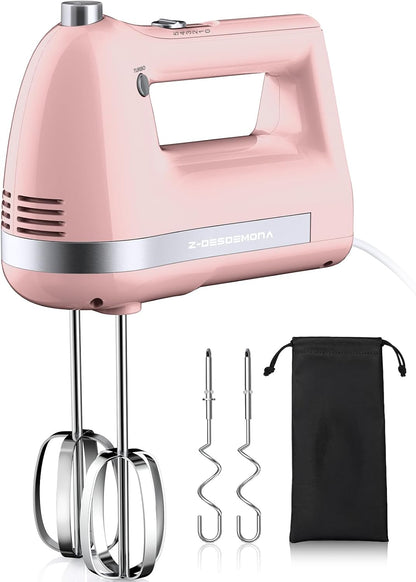 Electric Hand Mixer, Powerful Hand Mixer Electric Handheld with 304*(2*Beaters, 2*Dough Hooks),(1*Storage Bag) Hand Held Mixer with Turbo for Baking Cakes,Cream(Black)
