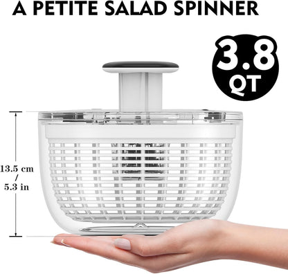 6.3 QT Stainless Steel Salad Spinner, Large Lettuce Spinner with One-Hand Press Pump, Brake Button, Non-Slip Base and Retractable Handle, Vegetable Washer & Dryer for Greens, Fruits and Herb