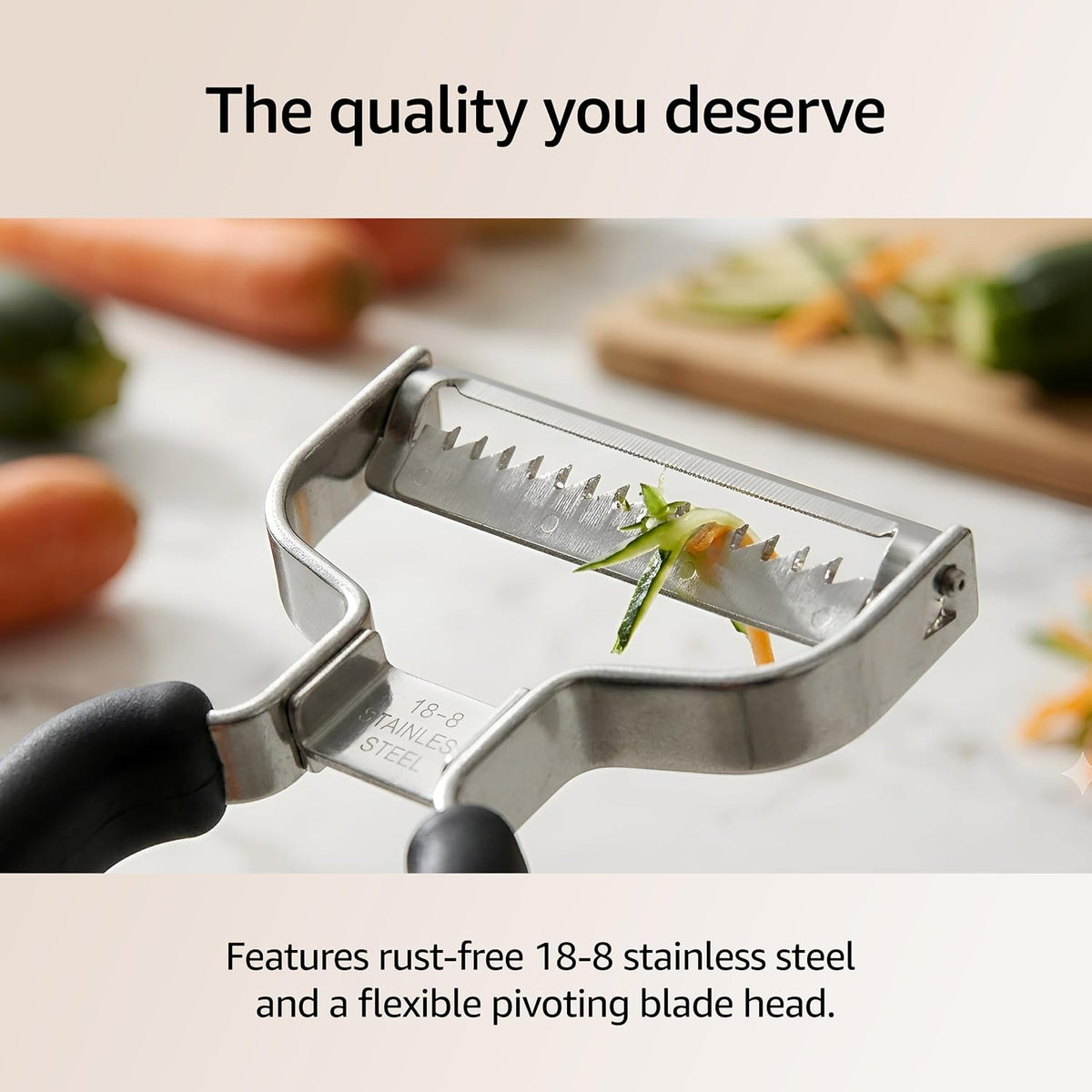 Germany Julienne Vegetable Y Peeler 5.1 x 2.3 Inches / 13 cm x 6 cm | Stainless Steel Cutter & Slicer for Carrot, Potato & Apple | Veggie Zoodles Maker | Non-slip Comfortable Handle - Black