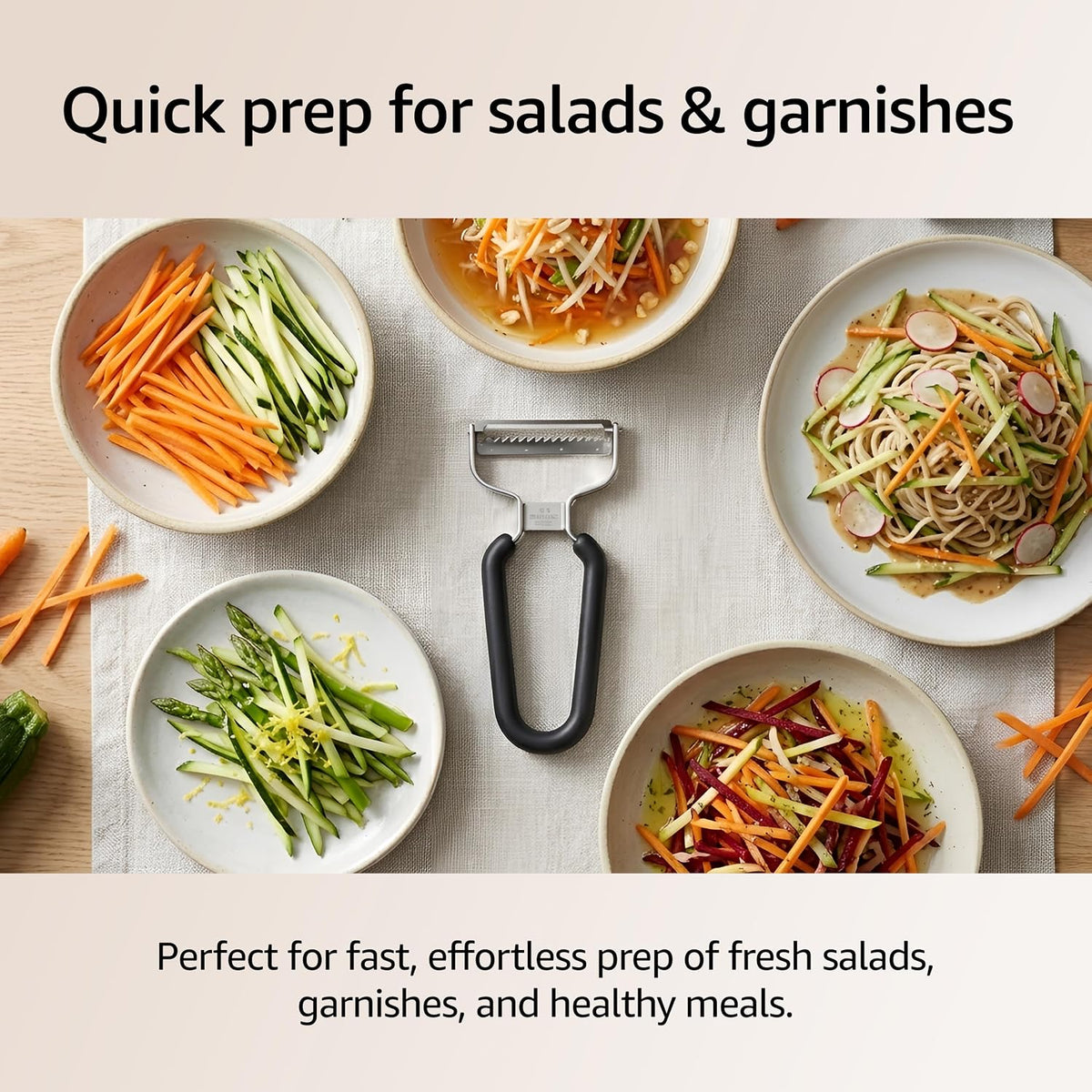 Germany Julienne Vegetable Y Peeler 5.1 x 2.3 Inches / 13 cm x 6 cm | Stainless Steel Cutter & Slicer for Carrot, Potato & Apple | Veggie Zoodles Maker | Non-slip Comfortable Handle - Black
