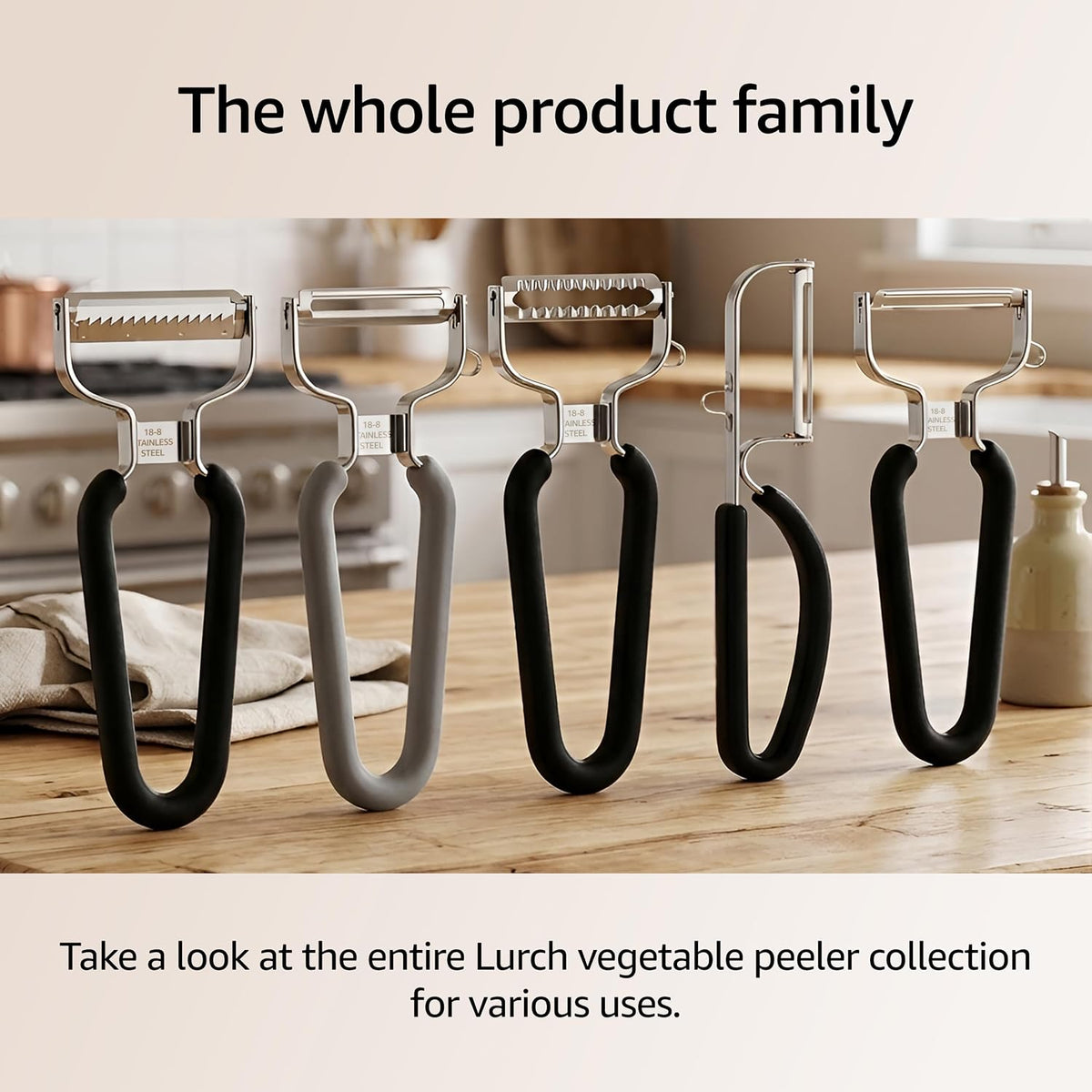 Germany Julienne Vegetable Y Peeler 5.1 x 2.3 Inches / 13 cm x 6 cm | Stainless Steel Cutter & Slicer for Carrot, Potato & Apple | Veggie Zoodles Maker | Non-slip Comfortable Handle - Black