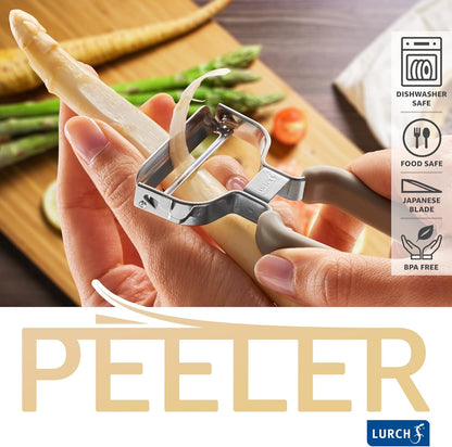Germany Julienne Vegetable Y Peeler 5.1 x 2.3 Inches / 13 cm x 6 cm | Stainless Steel Cutter & Slicer for Carrot, Potato & Apple | Veggie Zoodles Maker | Non-slip Comfortable Handle - Black