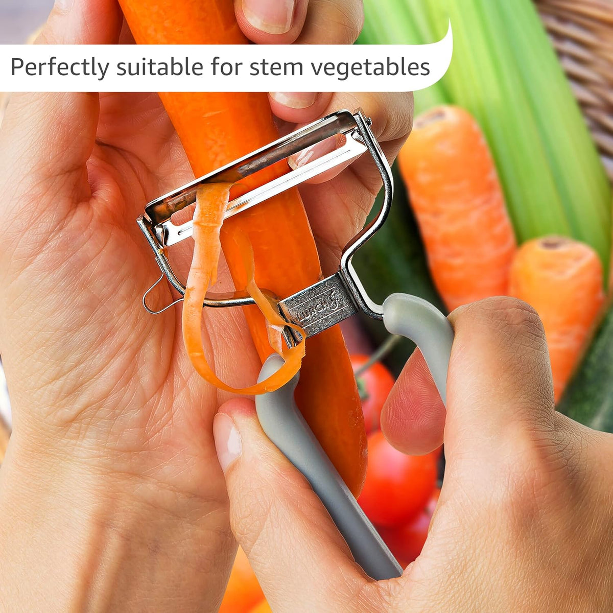 Germany Julienne Vegetable Y Peeler 5.1 x 2.3 Inches / 13 cm x 6 cm | Stainless Steel Cutter & Slicer for Carrot, Potato & Apple | Veggie Zoodles Maker | Non-slip Comfortable Handle - Black