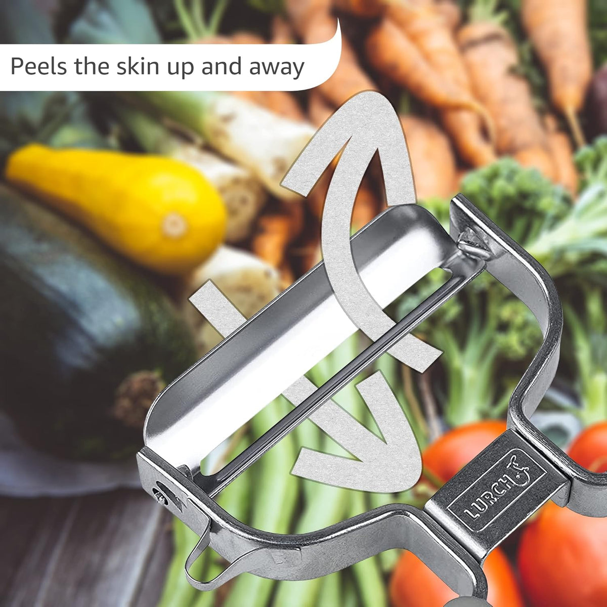 Germany Julienne Vegetable Y Peeler 5.1 x 2.3 Inches / 13 cm x 6 cm | Stainless Steel Cutter & Slicer for Carrot, Potato & Apple | Veggie Zoodles Maker | Non-slip Comfortable Handle - Black