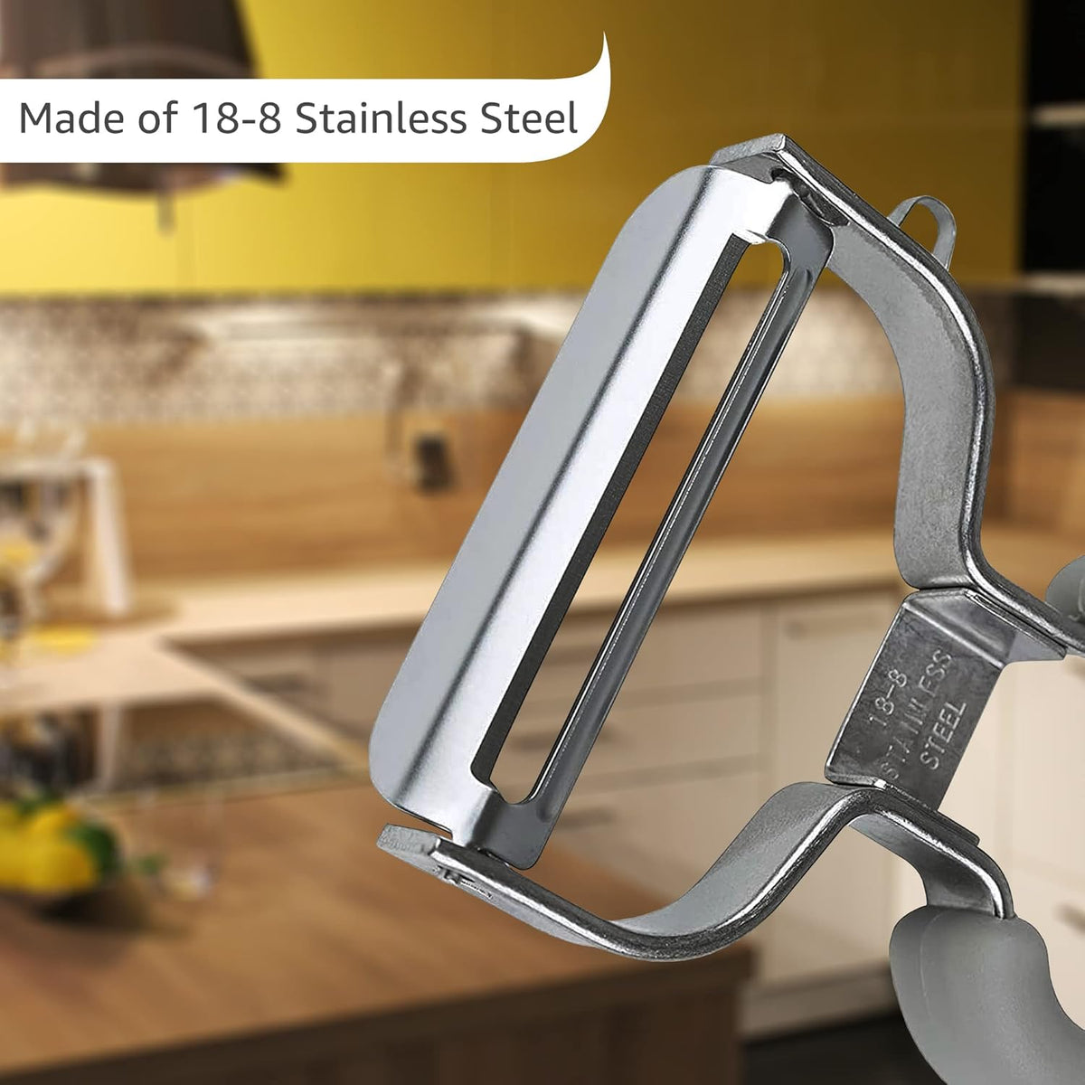Germany Julienne Vegetable Y Peeler 5.1 x 2.3 Inches / 13 cm x 6 cm | Stainless Steel Cutter & Slicer for Carrot, Potato & Apple | Veggie Zoodles Maker | Non-slip Comfortable Handle - Black