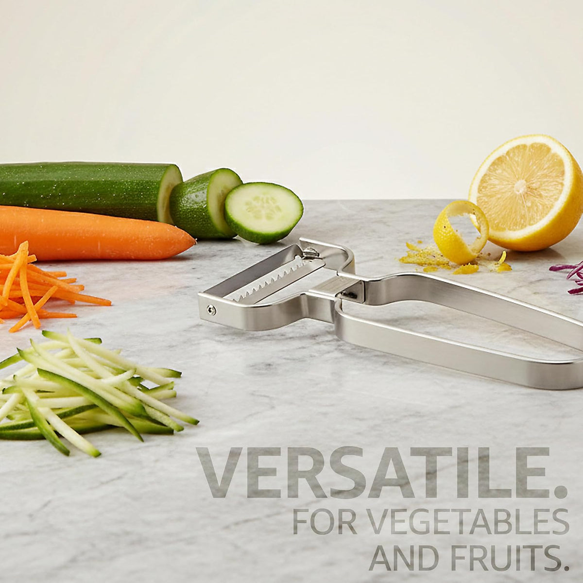 Germany Julienne Vegetable Y Peeler 5.1 x 2.3 Inches / 13 cm x 6 cm | Stainless Steel Cutter & Slicer for Carrot, Potato & Apple | Veggie Zoodles Maker | Non-slip Comfortable Handle - Black
