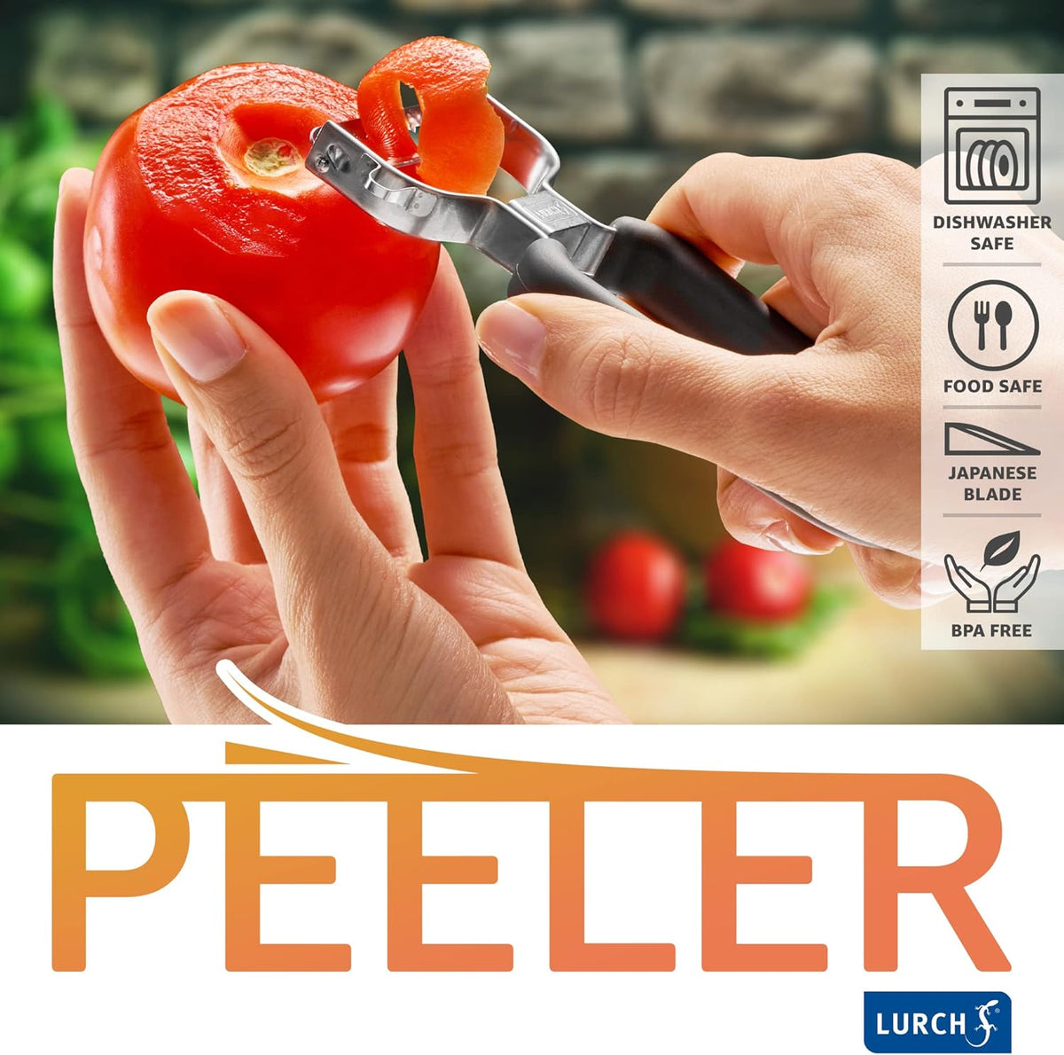 Germany Julienne Vegetable Y Peeler 5.1 x 2.3 Inches / 13 cm x 6 cm | Stainless Steel Cutter & Slicer for Carrot, Potato & Apple | Veggie Zoodles Maker | Non-slip Comfortable Handle - Black