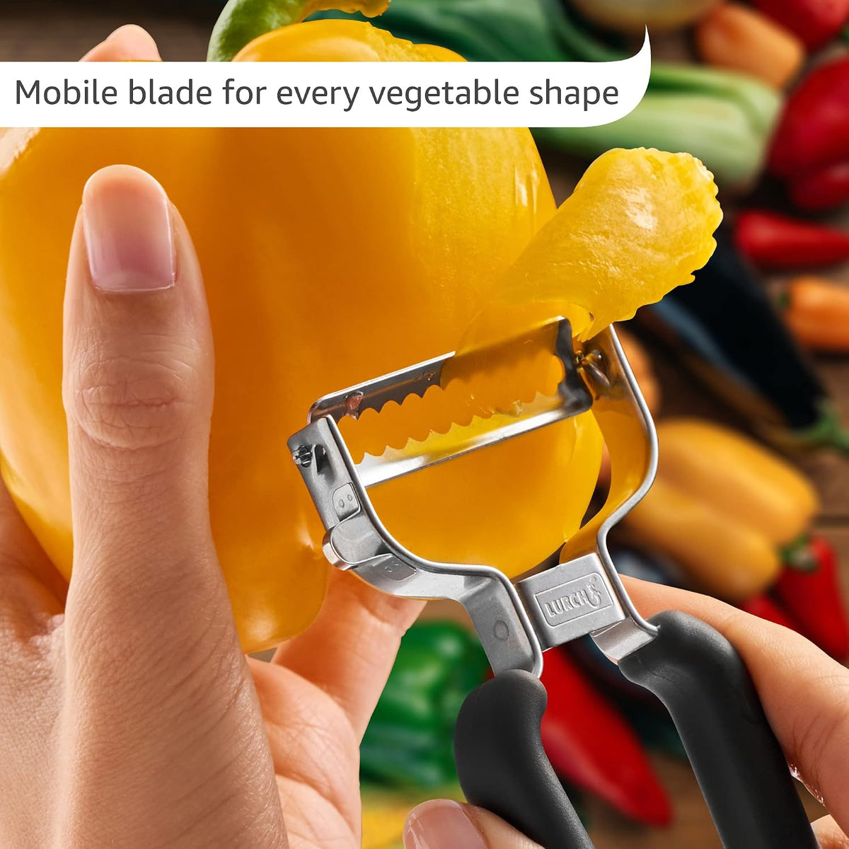 Germany Julienne Vegetable Y Peeler 5.1 x 2.3 Inches / 13 cm x 6 cm | Stainless Steel Cutter & Slicer for Carrot, Potato & Apple | Veggie Zoodles Maker | Non-slip Comfortable Handle - Black