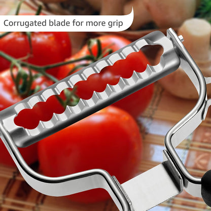 Germany Julienne Vegetable Y Peeler 5.1 x 2.3 Inches / 13 cm x 6 cm | Stainless Steel Cutter & Slicer for Carrot, Potato & Apple | Veggie Zoodles Maker | Non-slip Comfortable Handle - Black